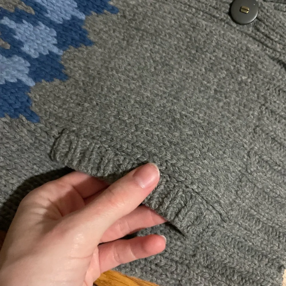 L.L. Bean Gray and Blue Cardigan Sweater - Picture 3 of 6